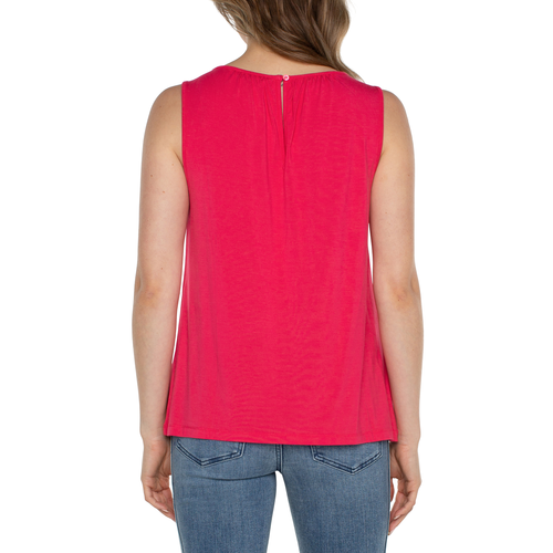 Liverpool Sleeveless Shirred Top in Whipped Cream-Final Sale