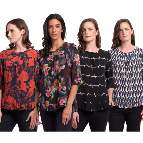 Foil Gathered Scoop Hem Top