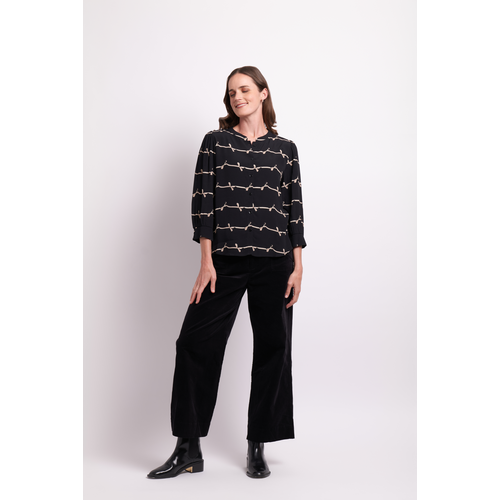 Foil Button Front Blouse