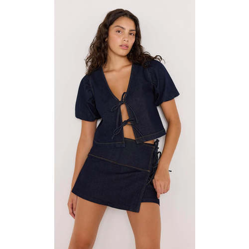 Mink Pink Camilla Denim Tie Wrap Skort
