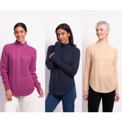 Foil Cable Scoop Hem Jumper