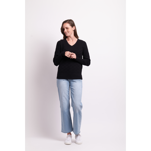 Memo Textured V Neck Sweater