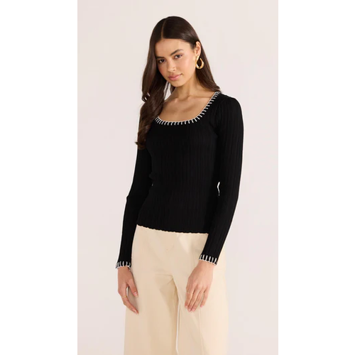 Mink Pink Sana Blanket Stitch Knit Top