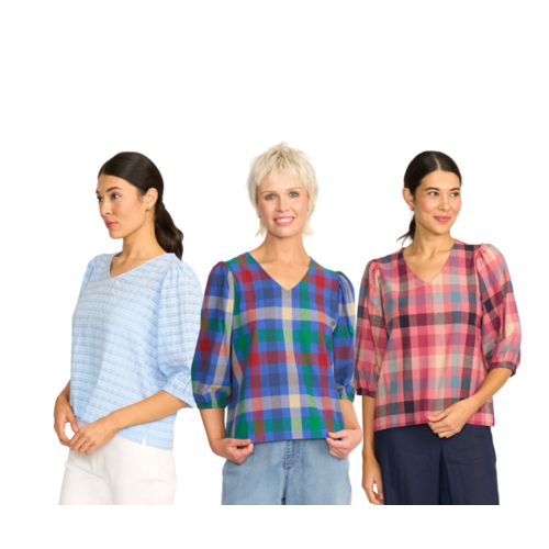 Memo Volume Sleeve V Neck Top