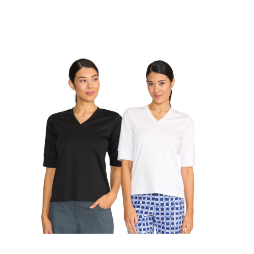 Foil Slim V Neck Top