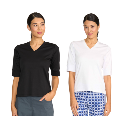 Foil Slim V Neck Top