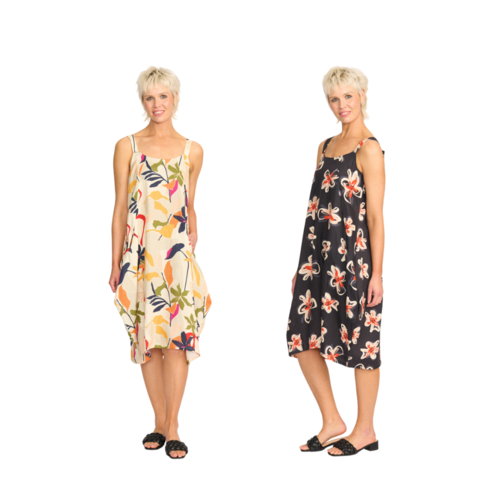 Foil Adjustable Strap Dress