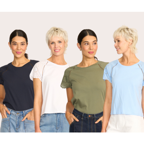 Memo Broderie Sleeve Tee