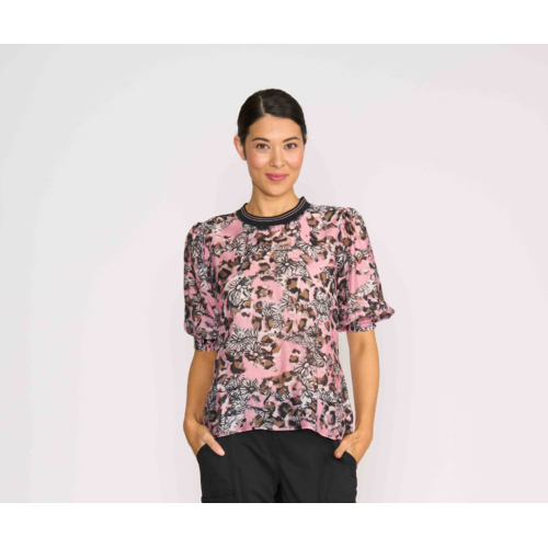 Memo Rib Trim Blouse