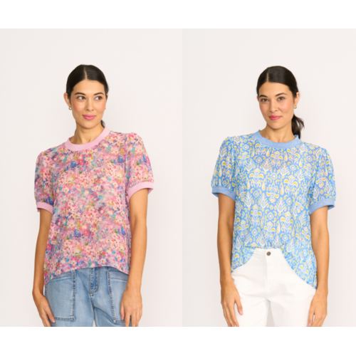 Memo Rib Trim Swing T Shirt