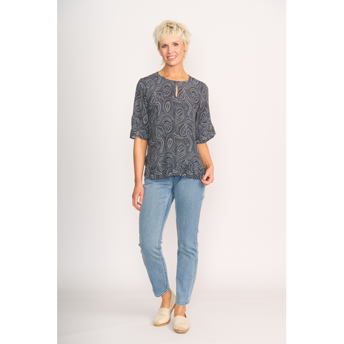 Foil Ruffle Sleeve Top
