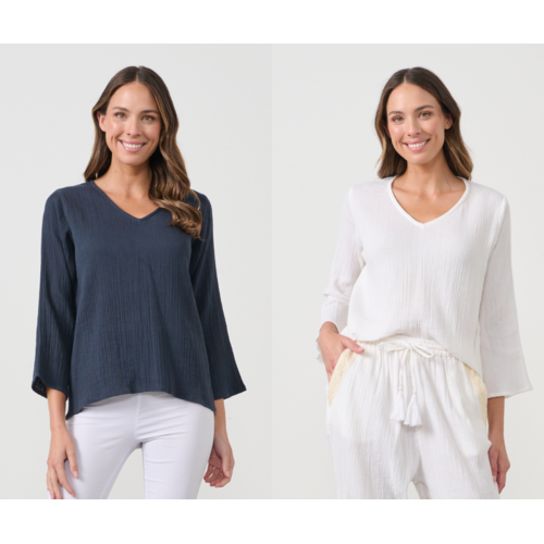 Caju Relaxed Fit V Neck Blouse