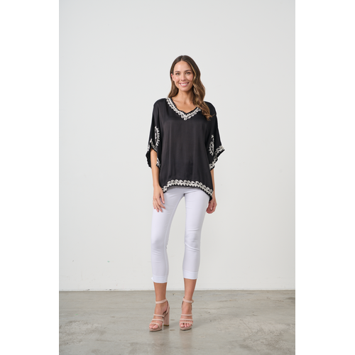 Caju Beadwork V Neck Blouse