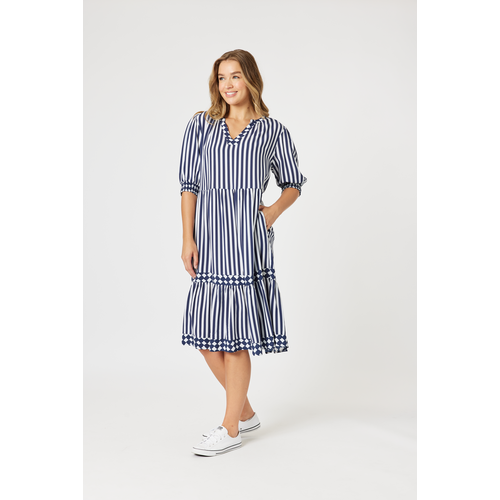 Threadz Harlequin Stripe Tier Dress
