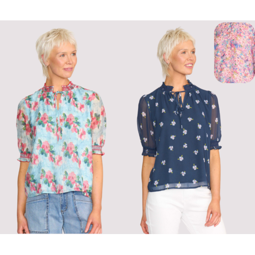 Memo Shirred Short Sleeve Blouse