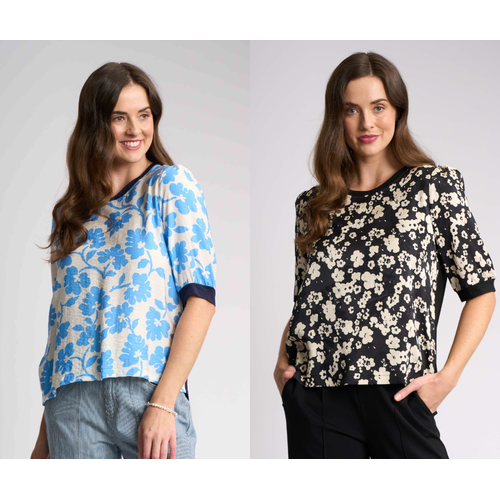 Memo Elbow Sleeve Contrast Top