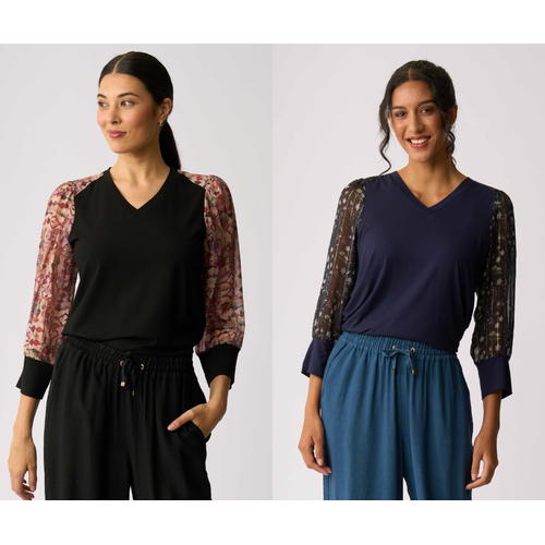 Memo Contrast Woven Shoulder Top