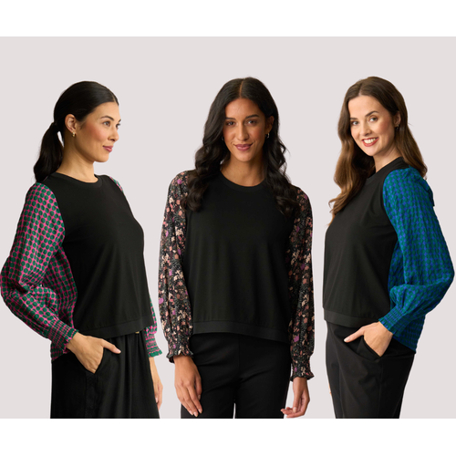 Memo Contrast Woven Top