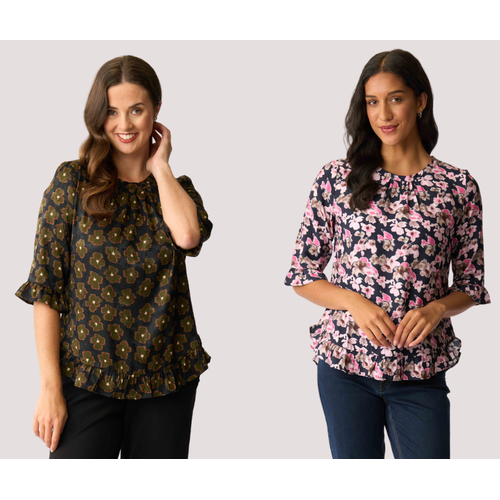 Foil Gathered Hem Scoop Top