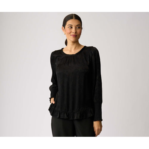 OH3 Shirred Cuff Scoop Hem Top