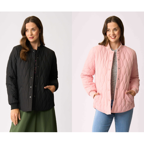 Foil Quilted Snap Jacket