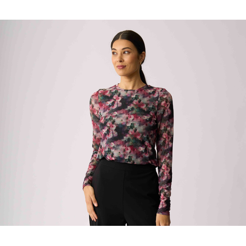 Foil Mesh Crew Neck Top