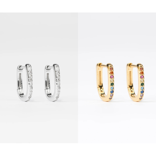 Stella + Gemma Sq Hoop Crystal Earring