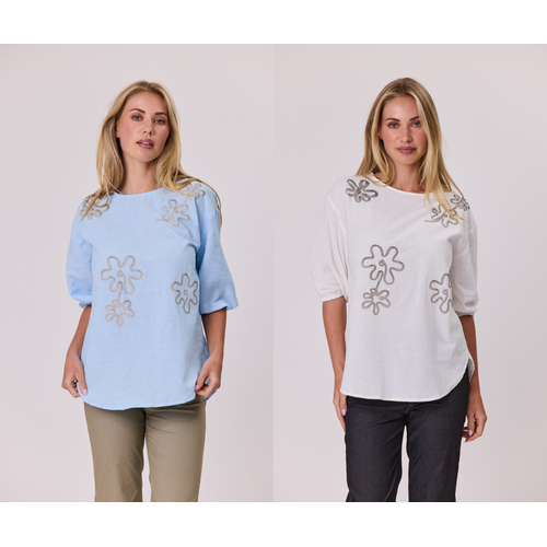 Classified Printed Linen Top