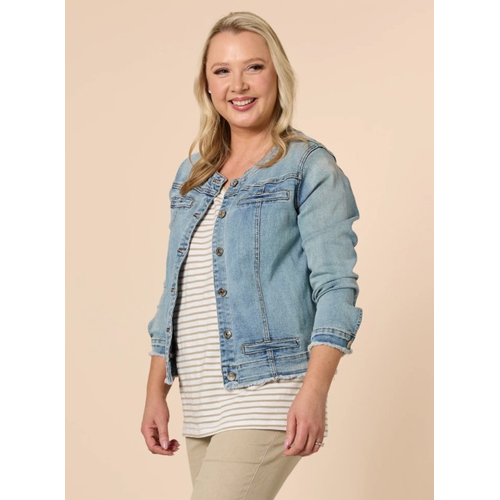 Threadz Collarless Denim Jacket