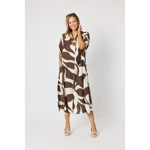 Clarity Bay Leaf Print Midi Dress