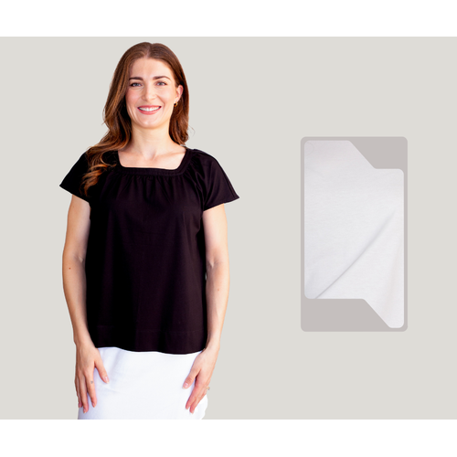 White on Black Sq Neck Top