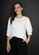 White on Black Pleat Sleeve Top