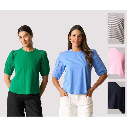 Memo Broderie Sleeve Top