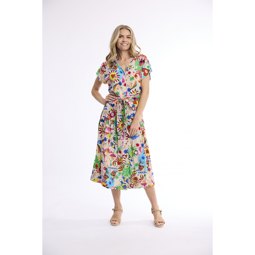 Orientique Camellias V Neck Dress