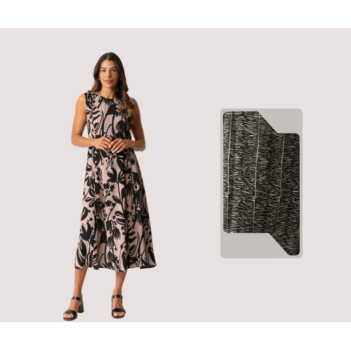 Foil Panel Flare Dress